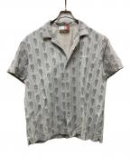 KITHキス）の古着「Printed Thompson Stiped Ornament Camp Collar Shirt」｜ブルー