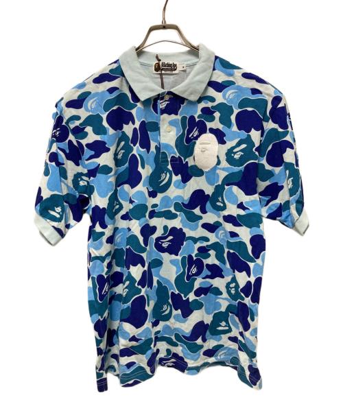 A BATHING APE（ア ベイシング エイプ）A BATHING APE (ア ベイシング エイプ) ABC CAMO LARGE APE HEAD POLO スカイブルー サイズ:Mの古着・服飾アイテム