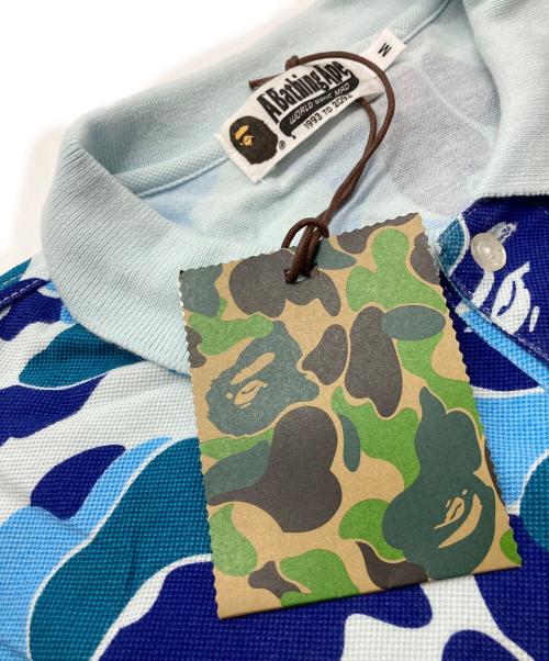 A BATHING APE（ア ベイシング エイプ）A BATHING APE (ア ベイシング エイプ) ABC CAMO LARGE APE HEAD POLO スカイブルー サイズ:Mの古着・服飾アイテム