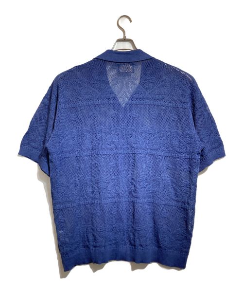 GANGSTERVILLE（ギャングスタービル）GANGSTERVILLE (ギャングスタービル) ペイズリー柄ジャガードニット半袖シャツ ネイビー サイズ:Lの古着・服飾アイテム