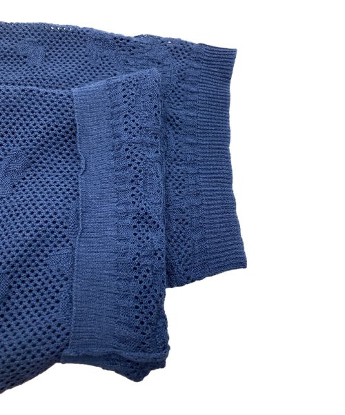 GANGSTERVILLE（ギャングスタービル）GANGSTERVILLE (ギャングスタービル) ペイズリー柄ジャガードニット半袖シャツ ネイビー サイズ:Lの古着・服飾アイテム