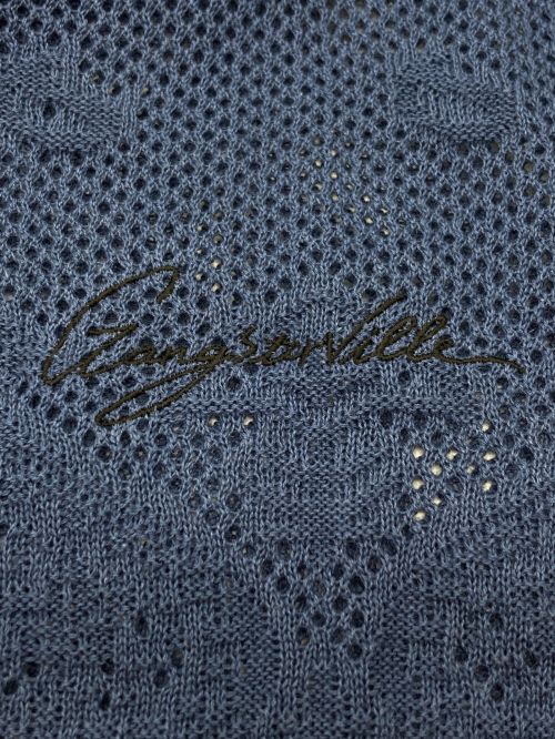 GANGSTERVILLE（ギャングスタービル）GANGSTERVILLE (ギャングスタービル) ペイズリー柄ジャガードニット半袖シャツ ネイビー サイズ:Lの古着・服飾アイテム