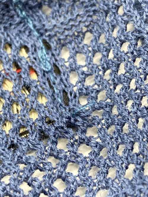 GANGSTERVILLE（ギャングスタービル）GANGSTERVILLE (ギャングスタービル) ペイズリー柄ジャガードニット半袖シャツ ネイビー サイズ:Lの古着・服飾アイテム