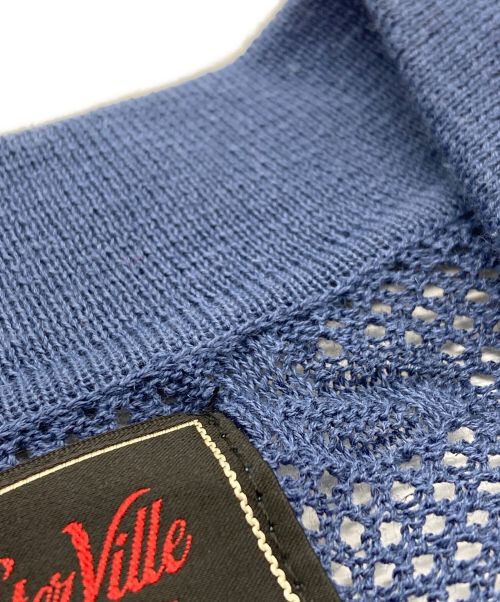 GANGSTERVILLE（ギャングスタービル）GANGSTERVILLE (ギャングスタービル) ペイズリー柄ジャガードニット半袖シャツ ネイビー サイズ:Lの古着・服飾アイテム