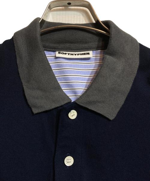 SOFTHYPHEN（ソフトハイフン）SOFTHYPHEN (ソフトハイフン) ニットドッキングシャツ ブルー サイズ:03の古着・服飾アイテム