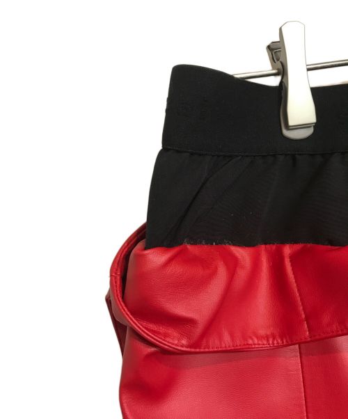sacai（サカイ）sacai (サカイ) Faux Leather Skirt レッド サイズ:Lの古着・服飾アイテム