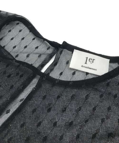 1er Arrondissement（プルミエ アロンディスモン）1er Arrondissement (プルミエ アロンディスモン) ドットチュールフリルブラウス ブラック サイズ:Freeの古着・服飾アイテム