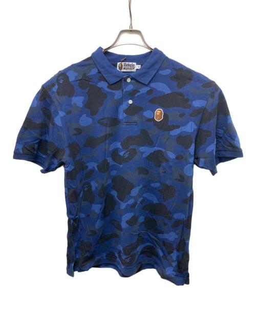 A BATHING APE（アベイシングエイプ）A BATHING APE (ア ベイシング エイプ) 半袖カモ柄ポロシャツ ブルー サイズ:Mの古着・服飾アイテム