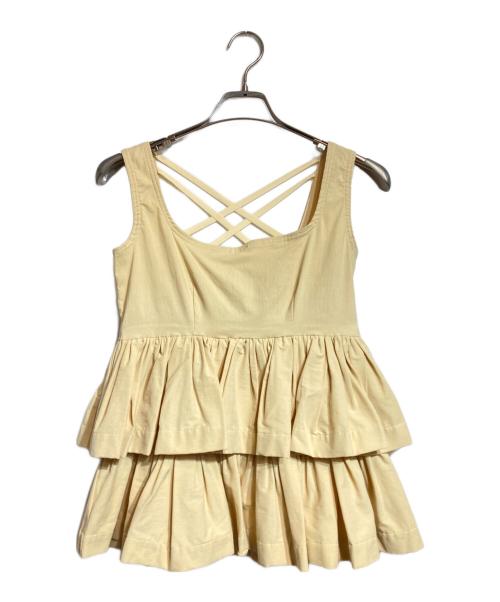 HOUGA（ホウガ）HOUGA (ホウガ) フリルペプラムブラウス ベージュ サイズ:Freeの古着・服飾アイテム