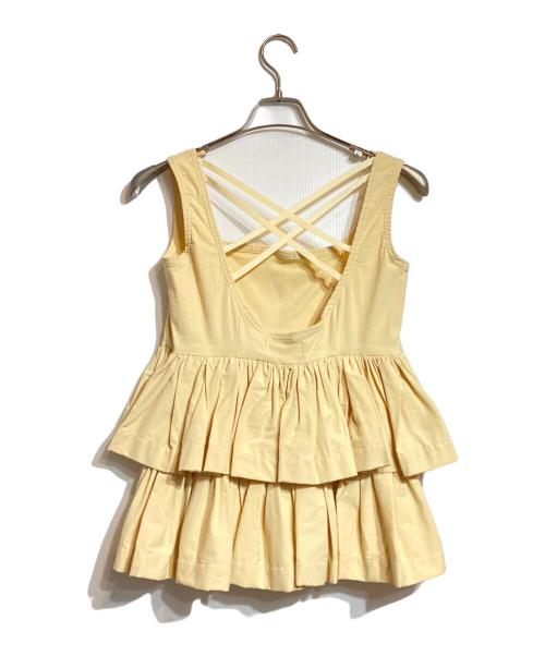 HOUGA（ホウガ）HOUGA (ホウガ) フリルペプラムブラウス ベージュ サイズ:Freeの古着・服飾アイテム