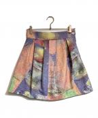 bodysong.ボディソング）の古着「スプレーアート転写ジャガード織タックミニスカート」｜マルチカラー