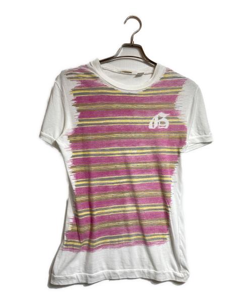 JOHN GALLIANO（ジョンガリアーノ）JOHN GALLIANO (ジョンガリアーノ) ボーダープリントTシャツ ピンク サイズ:XSの古着・服飾アイテム