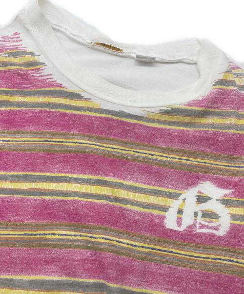JOHN GALLIANO（ジョンガリアーノ）JOHN GALLIANO (ジョンガリアーノ) ボーダープリントTシャツ ピンク サイズ:XSの古着・服飾アイテム
