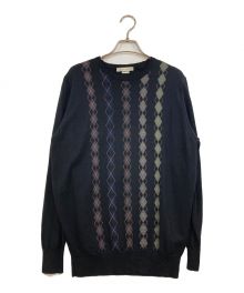 JOHN SMEDLEY（ジョンスメドレー）の古着「アーガイルクルーネックニット」｜ブラック