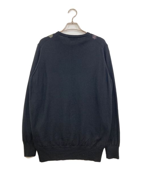 JOHN SMEDLEY（ジョンスメドレー）JOHN SMEDLEY (ジョンスメドレー) アーガイルクルーネックニット ブラック サイズ:実寸サイズ参照の古着・服飾アイテム
