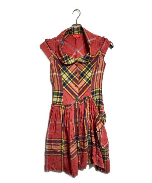 Vivienne Westwood RED LABEL（ヴィヴィアンウエストウッドレッドレーベル）Vivienne Westwood RED LABEL (ヴィヴィアンウエストウッドレッドレーベル) 丸襟チェックワンピース レッド サイズ:3の古着・服飾アイテム