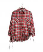 FACETASMファセッタズム）の古着「FRINGE SHIRT」｜ブラック×レッド