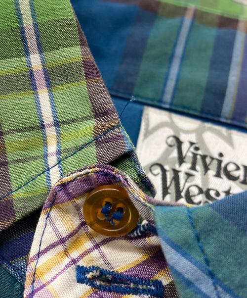 Vivienne Westwood man（ヴィヴィアン ウェストウッド マン）Vivienne Westwood man (ヴィヴィアン ウェストウッド マン) アシメントリーカラーショートスリーブシャツ ブルー サイズ:44の古着・服飾アイテム