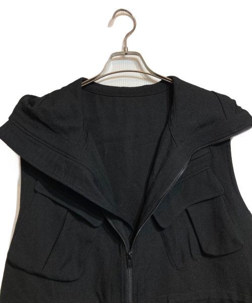 Yohji Yamamoto pour homme（ヨウジヤマモト プールオム）Yohji Yamamoto pour homme (ヨウジヤマモト プールオム) ARMY GABARDINE HOODED VEST ブラック サイズ:3の古着・服飾アイテム