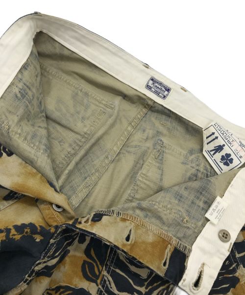 KAPITAL（キャピタル）KAPITAL (キャピタル) リーフ柄ベイカーパンツ ベージュ×ネイビー サイズ:Lの古着・服飾アイテム