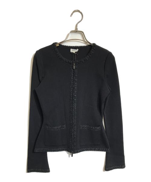 FOXEY NEWYORK（フォクシーニューヨーク）FOXEY NEWYORK (フォクシーニューヨーク) ノーカラージャケット ブラック サイズ:38の古着・服飾アイテム