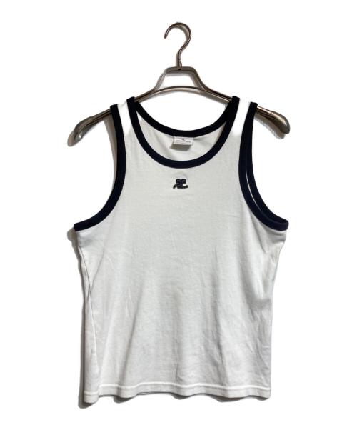 courreges（クレージュ）courreges (クレージュ) ロゴタンクトップ ホワイト サイズ:Mの古着・服飾アイテム