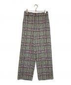 CABANキャバン）の古着「コットンツイード セミワイドパンツ」｜ホワイト×ブラック