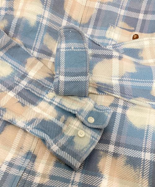 A BATHING APE（ア ベイシング エイプ）A BATHING APE (アベイシングエイプ) BLEACHED BAPE CHECK SHIRT JACKET ブルー サイズ:Lの古着・服飾アイテム