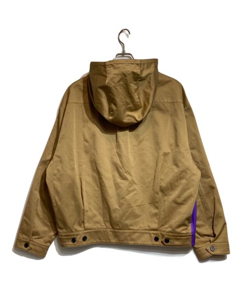 PRADA（プラダ）PRADA (プラダ) グラフィックプリントフーデットジップブルゾン ブラウン×レッド サイズ:XLの古着・服飾アイテム