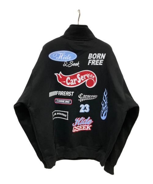 HIDE AND SEEK（ハイドアンドシーク）HIDE AND SEEK (ハイドアンドシーク) carservice (カーサービス) half zip sweat shirt ブラック サイズ:XLの古着・服飾アイテム