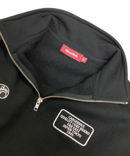 HIDE AND SEEK（ハイドアンドシーク）HIDE AND SEEK (ハイドアンドシーク) carservice (カーサービス) half zip sweat shirt ブラック サイズ:XLの古着・服飾アイテム