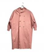 mtmodelistエムティーモデリスト）の古着「リブニットスリーブメルトンロングコート/Melton long coat」｜ピンク