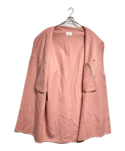 mtmodelist（エムティーモデリスト）mtmodelist (エムティーモデリスト) リブニットスリーブメルトンロングコート/Melton long coat ピンク サイズ:Fの古着・服飾アイテム