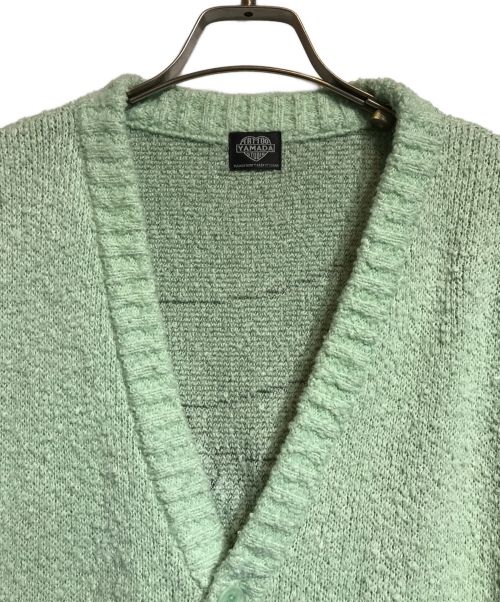 TATTOO STUDIO YAMADA（タトゥースタジオヤマダ）TATTOO STUDIO YAMADA (タトゥースタジオヤマダ) SPIDERWEB BOUCLE COTTON CARDIGAN グリーン サイズ:Lの古着・服飾アイテム