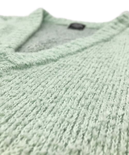 TATTOO STUDIO YAMADA（タトゥースタジオヤマダ）TATTOO STUDIO YAMADA (タトゥースタジオヤマダ) SPIDERWEB BOUCLE COTTON CARDIGAN グリーン サイズ:Lの古着・服飾アイテム