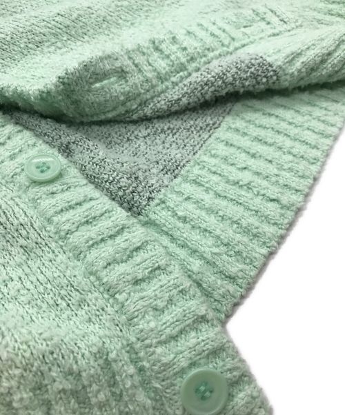 TATTOO STUDIO YAMADA（タトゥースタジオヤマダ）TATTOO STUDIO YAMADA (タトゥースタジオヤマダ) SPIDERWEB BOUCLE COTTON CARDIGAN グリーン サイズ:Lの古着・服飾アイテム