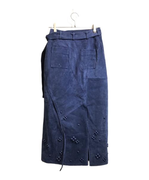 RIV NOBUHIKO（リブノブヒコ）RIV NOBUHIKO (リブノブヒコ) DORJE SUEDE SKIRT ブルー サイズ:2の古着・服飾アイテム