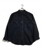COMOLIコモリ）の古着「ウールカシミヤ C.P.Oシャツ」｜ブラック