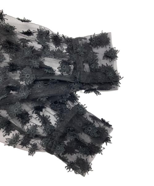 MACPHEE（マカフィー）MACPHEE (マカフィー) フラッフィーエンブロイダリー バンドカラーブラウス ブラック サイズ:36の古着・服飾アイテム