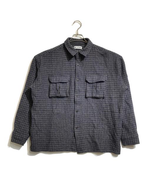 SOFTHYPHEN（ソフトハイフン）SOFTHYPHEN (ソフトハイフン) WOOL CHECK WORK SHIRT JACKET ネイビー サイズ:04の古着・服飾アイテム