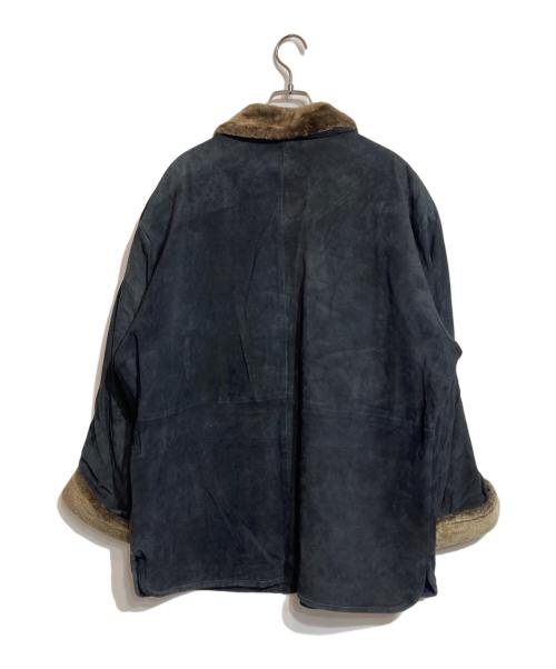 PAPAS（パパス）PAPAS (パパス) ムートンカラースウェードレザージャケット ブラック サイズ:Lの古着・服飾アイテム