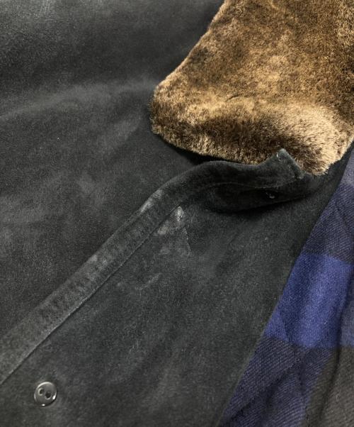 PAPAS（パパス）PAPAS (パパス) ムートンカラースウェードレザージャケット ブラック サイズ:Lの古着・服飾アイテム