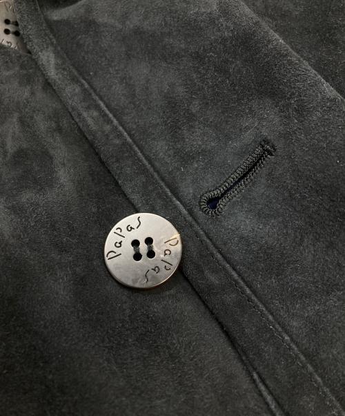 PAPAS（パパス）PAPAS (パパス) ムートンカラースウェードレザージャケット ブラック サイズ:Lの古着・服飾アイテム