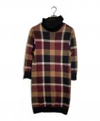BLUE LABEL CRESTBRIDGEブルーレーベルクレストブリッジ）の古着「チェックジャカードニットワンピース」｜ブラウン
