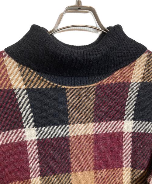 BLUE LABEL CRESTBRIDGE（ブルーレーベルクレストブリッジ）BLUE LABEL CRESTBRIDGE (ブルーレーベルクレストブリッジ) チェックジャカードニットワンピース ブラウン サイズ:38の古着・服飾アイテム