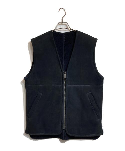 Graphpaper（グラフペーパー）Graphpaper (グラフペーパー) リバーシブルムートンベスト ブラック サイズ:2の古着・服飾アイテム