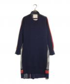 sacaiサカイ）の古着「ドッキングウールニットワンピース」｜ネイビー