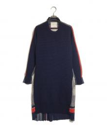 sacai（サカイ）の古着「ドッキングウールニットワンピース」｜ネイビー