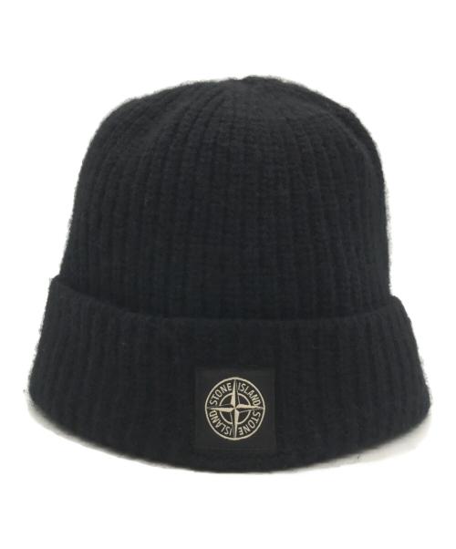 STONE ISLAND（ストーンアイランド）STONE ISLAND (ストーンアイランド) Compass Logo Knit Cap ブラックの古着・服飾アイテム