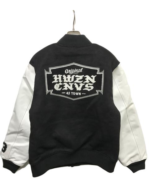 HWZN.MFG.CO.（ハウゼン）HWZN.MFG.CO. (ハウゼン) CANVAS CLOTHING STORE VARSITY JACKET ブラック×ホワイト サイズ:Lの古着・服飾アイテム